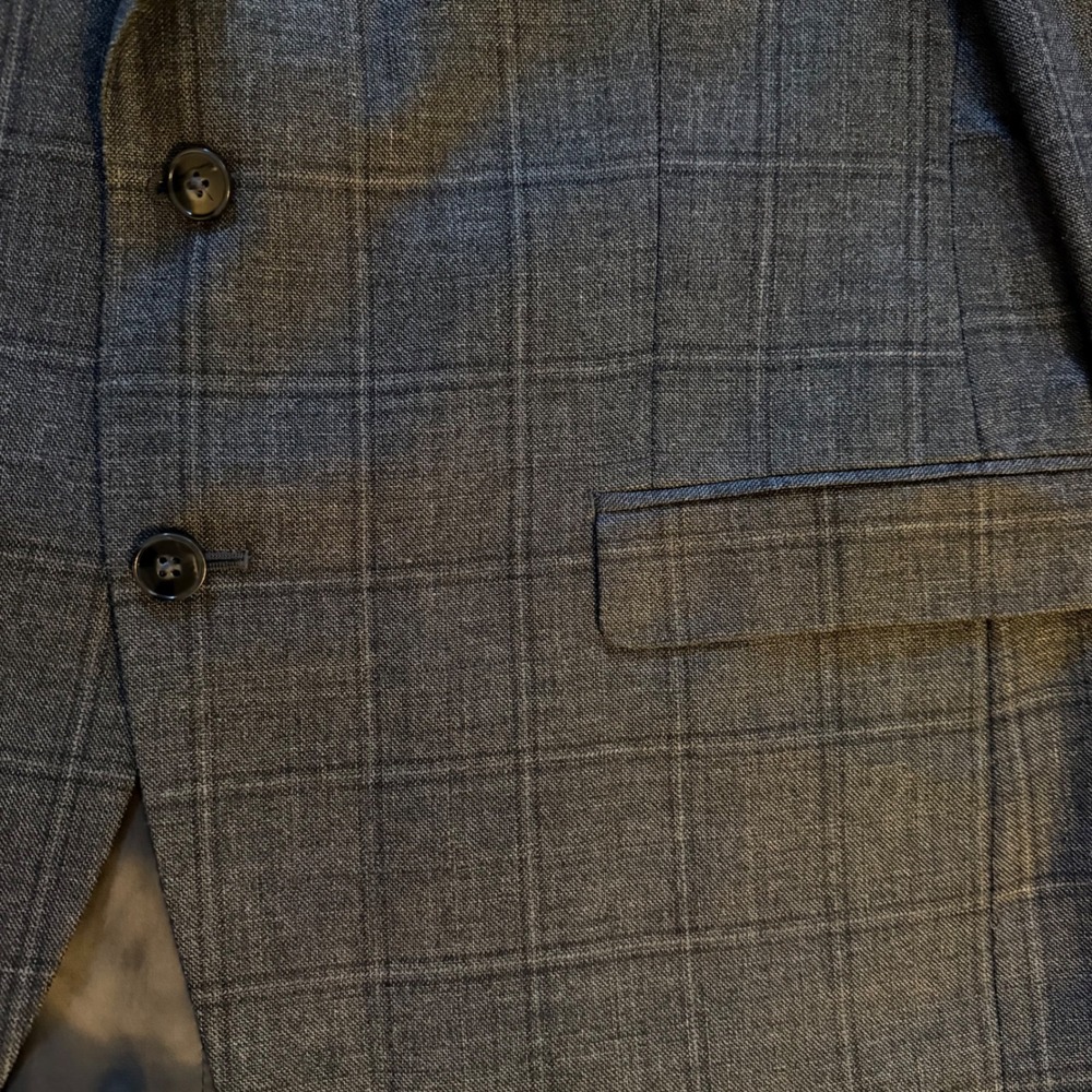 Calvin Klein Blazer Dark Grey Glen Plaid Two Button Sport Coat Preppy Mens 44R - Picture 3 of 13